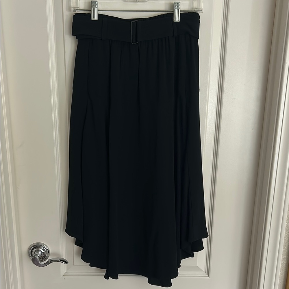 High-Low Black Skirt with Belt